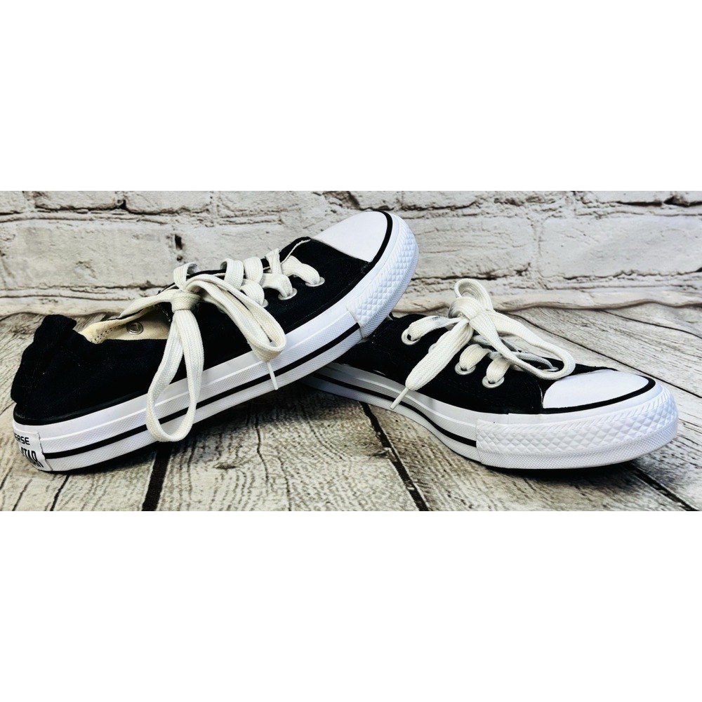 Converse All Star Low Top Black White Women's Size 7 Shoes - Picture 2 of 10